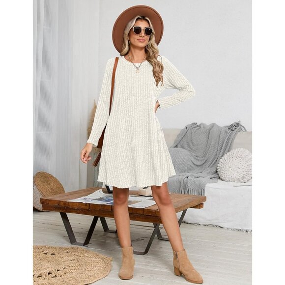 Plus Size Sweater Dress Long Sleeve Pockets Casual Fall Winter Tunic - Picture 5 of 7